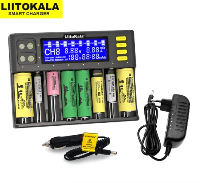 Wholesale Liitokala Lii-S8 8 Slots Battery Charger Li-ion 3.7V NiMH 1.2V Li-Fepo4 3.2V for 18650 26650 21700 26700 AA AAA