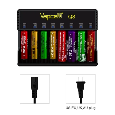  New Release Vapcell Q8 Charger Slots Charger for 8*18650 8*21700 3.7V Li-ion Batteries