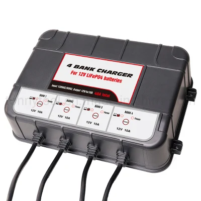 12V 4-Bank 40-AMP (10-AMP Per Bank) Fully-Automatic Smart Marine Charger on-Board Marine Lithium LiFePO4 Battery Charger