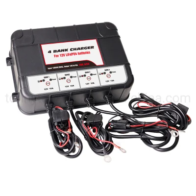 12V 4-Bank 40-AMP (10-AMP Per Bank) Fully-Automatic Smart Marine Charger on-Board Marine Lithium LiFePO4 Battery Charger