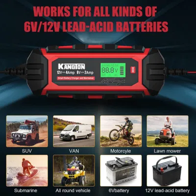 4-AMP Electric Automatic Portable Car Battery Trickle Supersafe Smart Charger Automotive Maintainer 12 Volt Float Charger, Desulfator for Lead-Acid Battery