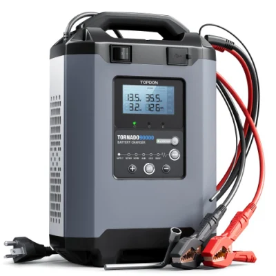 Topdon Factory Supply Tornado90000 24V Lithium 12 Volt Auto Ion Car LiFePO4 Battery Charger Lead Acid 12V Motorcycle Intelligent 100ah Charger for Car Battery