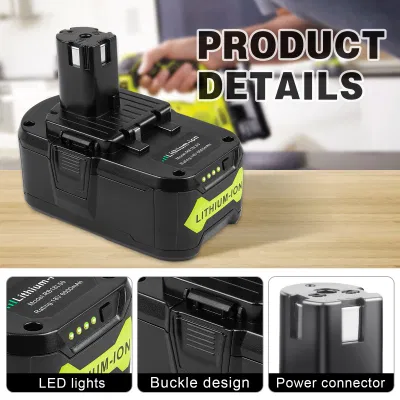  Hot Selling 18V 6000mAh Rb18L50 Rechargeable Lithium Battery for Ryobi Replacement Li-ion Battery Cordless Power Drill Tools
