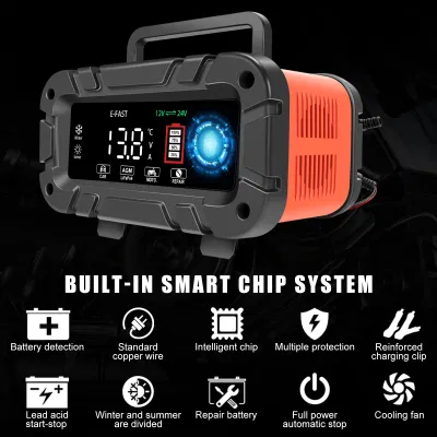 E-Fast Car Truck 12V 10A 24V 5A AGM Deep Cycle Gel Lead Acid Battery Charger with Intelligent Chip for Marine