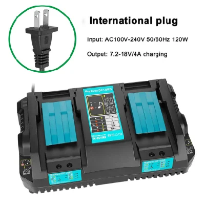 DC18rd 4A Makita Dual Charger Replacement for Makita 18V Battery Charger Bl1830 Bl1430 Bl1850 Bl1860 Makita Dril Battery Charger