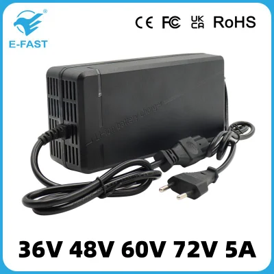 Automatic Stop 36V 48V 60V 72V 5A Lithium LiFePO4 Battery Charger for Truck Golf Cart