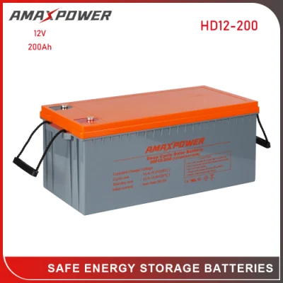 Rechargeable Sealed Lead Acid 12V 200ah RV and Marine Deep Cycle Gel Cell Battery for Solar/UPS
