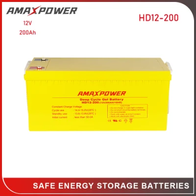 Rechargeable Sealed Lead Acid 12V 200ah RV and Marine Deep Cycle Gel Cell Battery for Solar/UPS