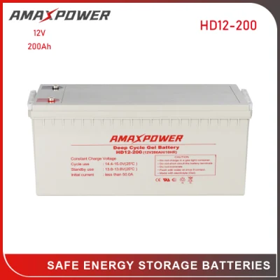 Rechargeable Sealed Lead Acid 12V 200ah RV and Marine Deep Cycle Gel Cell Battery for Solar/UPS