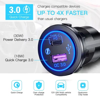 49W USB 3.0 + Pd3.0 Car USB Mobile Charger Auto Charger