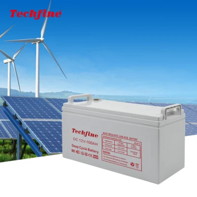 12V 100ah 70ah 65ah 50ah Techfine Deep Cycle Gel Lead Acid 100AMP 12volt Batteries for Solar Panel Solar Battery