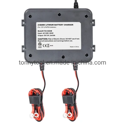 2-Bank, 10A (5A Per Bank) LiFePO4 Fully-Automatic Smart Marine Battery Charger, 12V Onboard Dual Bank Charger for Car, Truck, RV