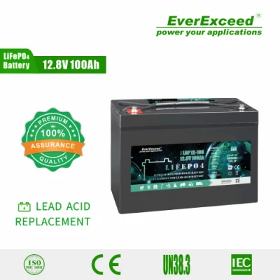 Solar Rechargeable Lithium Battery 12V 100ah Deep Cycle LiFePO4 Battery Pack for Lead Acid Battery Replacement