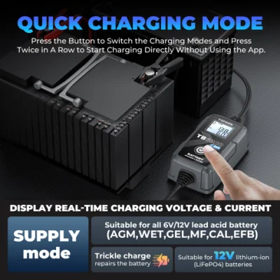 Topdon Factory Supply New Design Tb6000 PRO 110V 220V AC 6V 12V 12 Volt Lead Acid Lithium DIY Portable Trickle Automotive Smart Power Fast Car Battery Charger