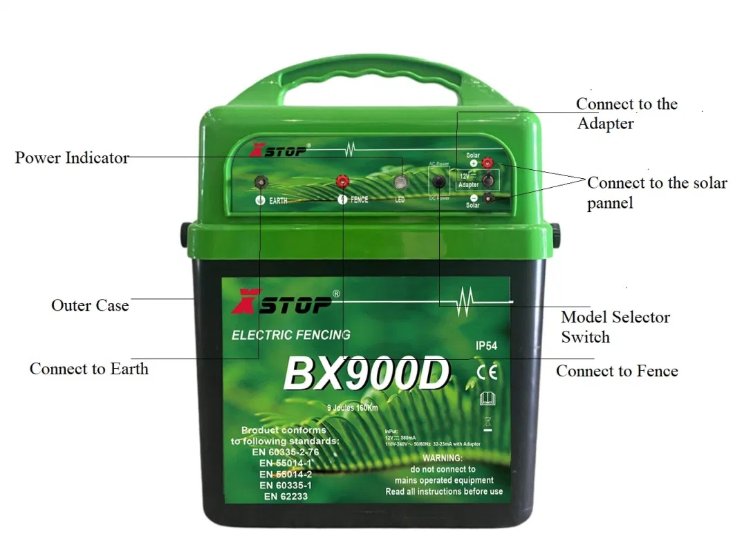 Solar Electric Fence Energizer Charger, High Voltage Pulse Controller, Shepherd, New Solar Electric Fence Energizer Charger