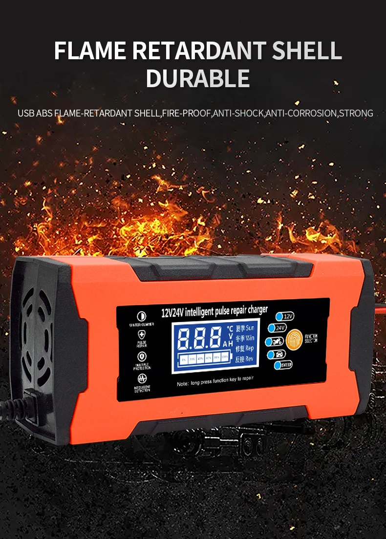 High Quality Auto Motorcycle Battery Smart Pulse Repair Car Battery Charger 12V 24V