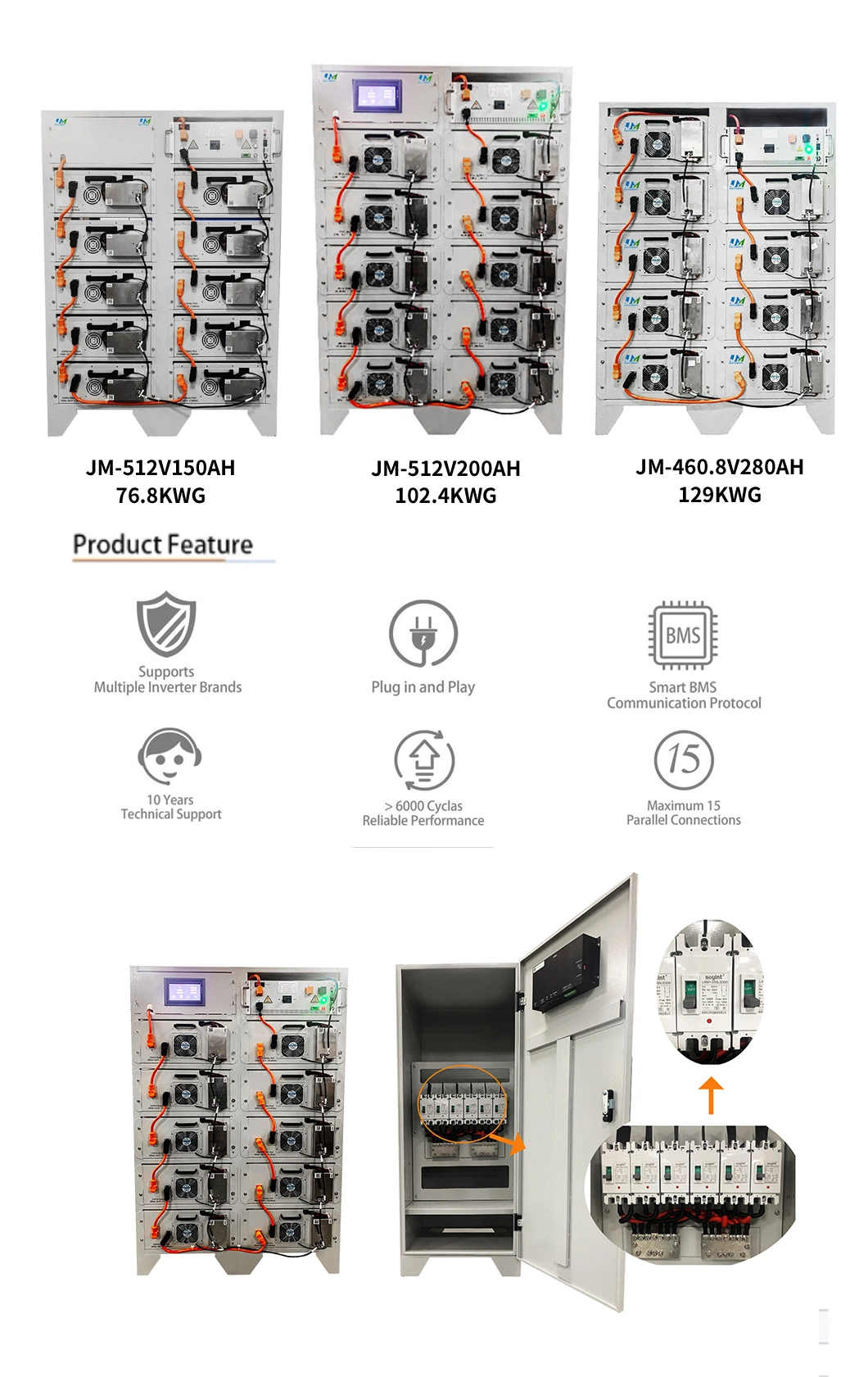 High Voltage Rack Mounted Catl LiFePO4 Battery Cell Solar Home Energy Storage Lithium Li Ion Battery Storage Battery Charger