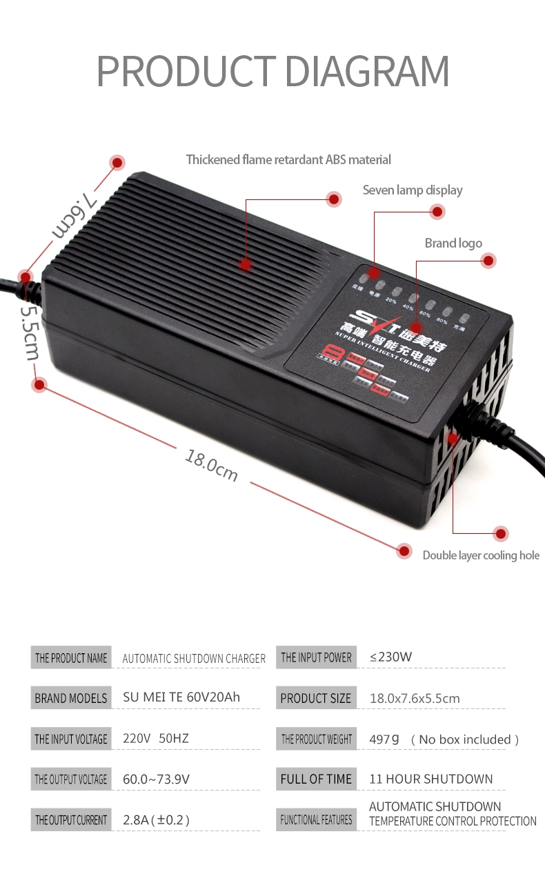 Lead Acid Battery Charger 60V20ah Intelligent Battery Charger