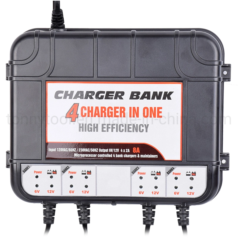12V 4-Bank 40-AMP (10-AMP Per Bank) Fully-Automatic Smart Marine Charger on-Board Marine Lithium LiFePO4 Battery Charger