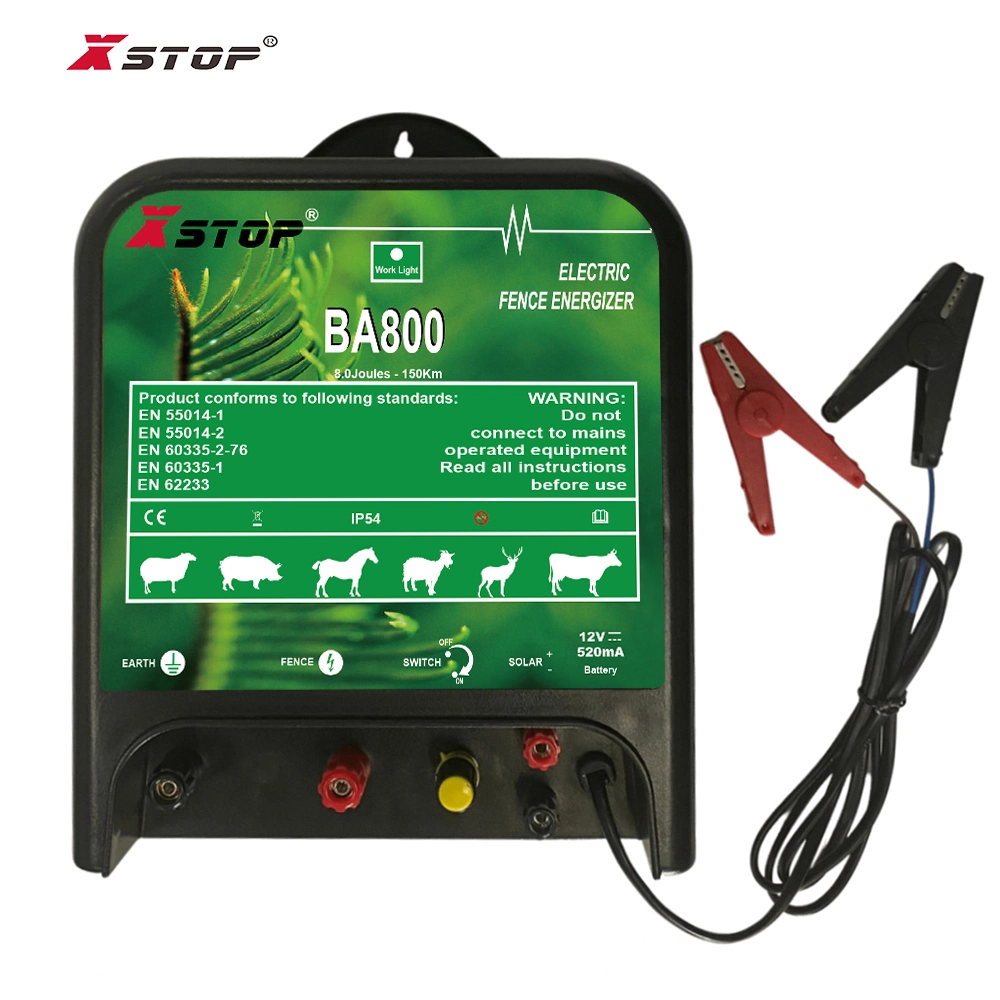Solar Powered Electric Fence Energizer 12V DC Battery Input Controller 8j Energizer Charger for Elephant