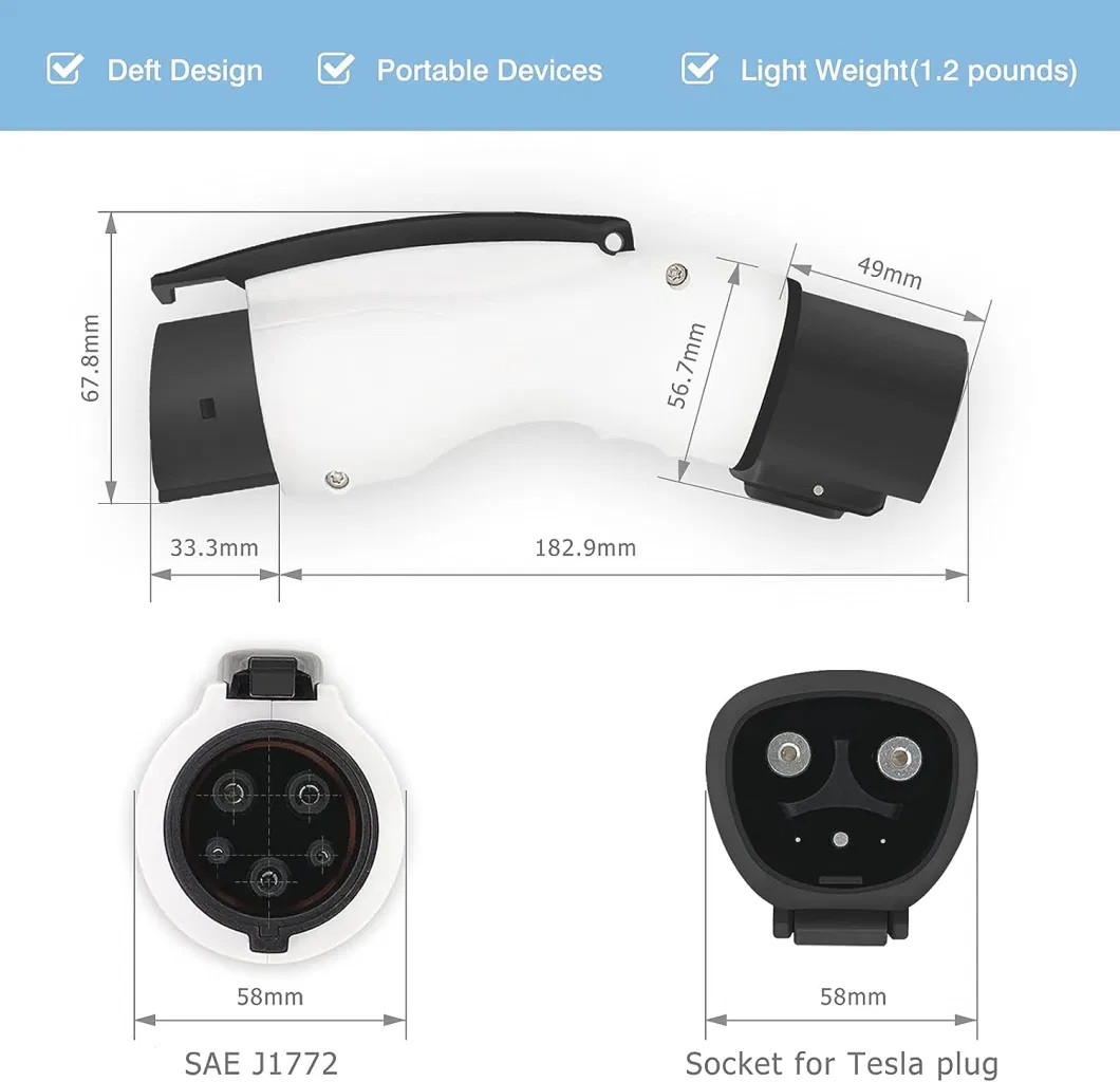 Tesla to Type1 Evse Use to Charge SAE J1772 Electric Vehicle Charger on Tesla to Type 1 EV Chargers for Car Charging AC 40A 250V