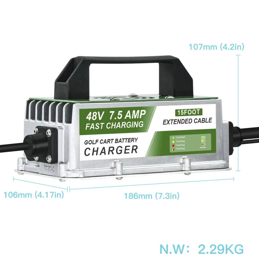 Battery Charger for Golf Cart, Fast Charge for Battery, Waterproof IP67, 48V, 15A