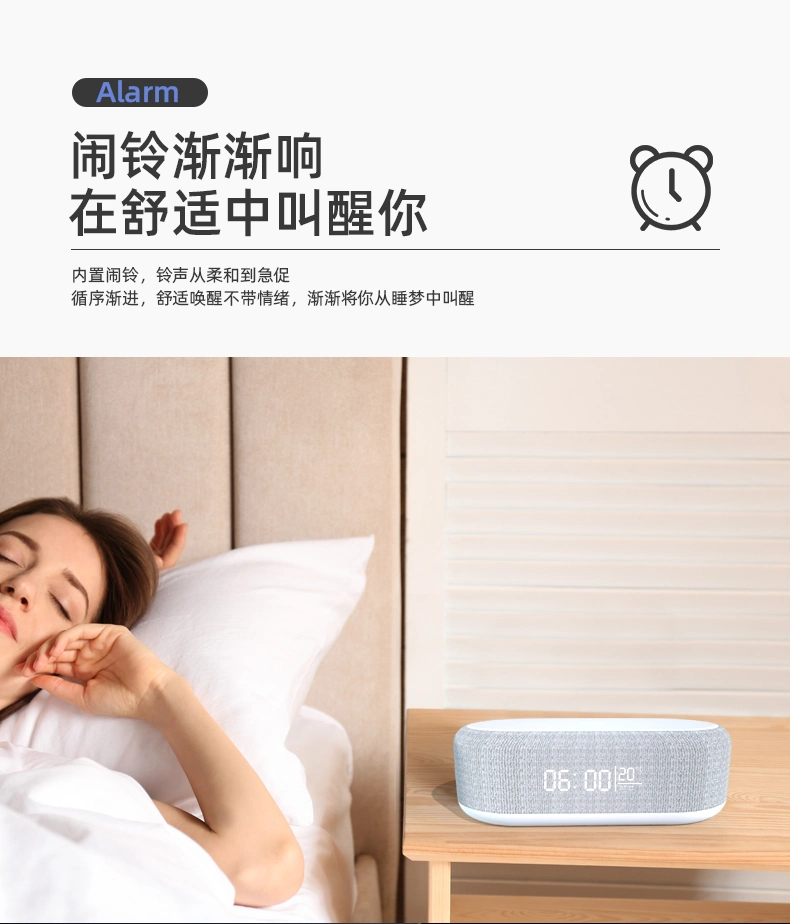 Wireless Charger with RGB Light Temperature Display 3A Cable 52mm Bluetooth Speakers Alarm Clock 18650 Battery