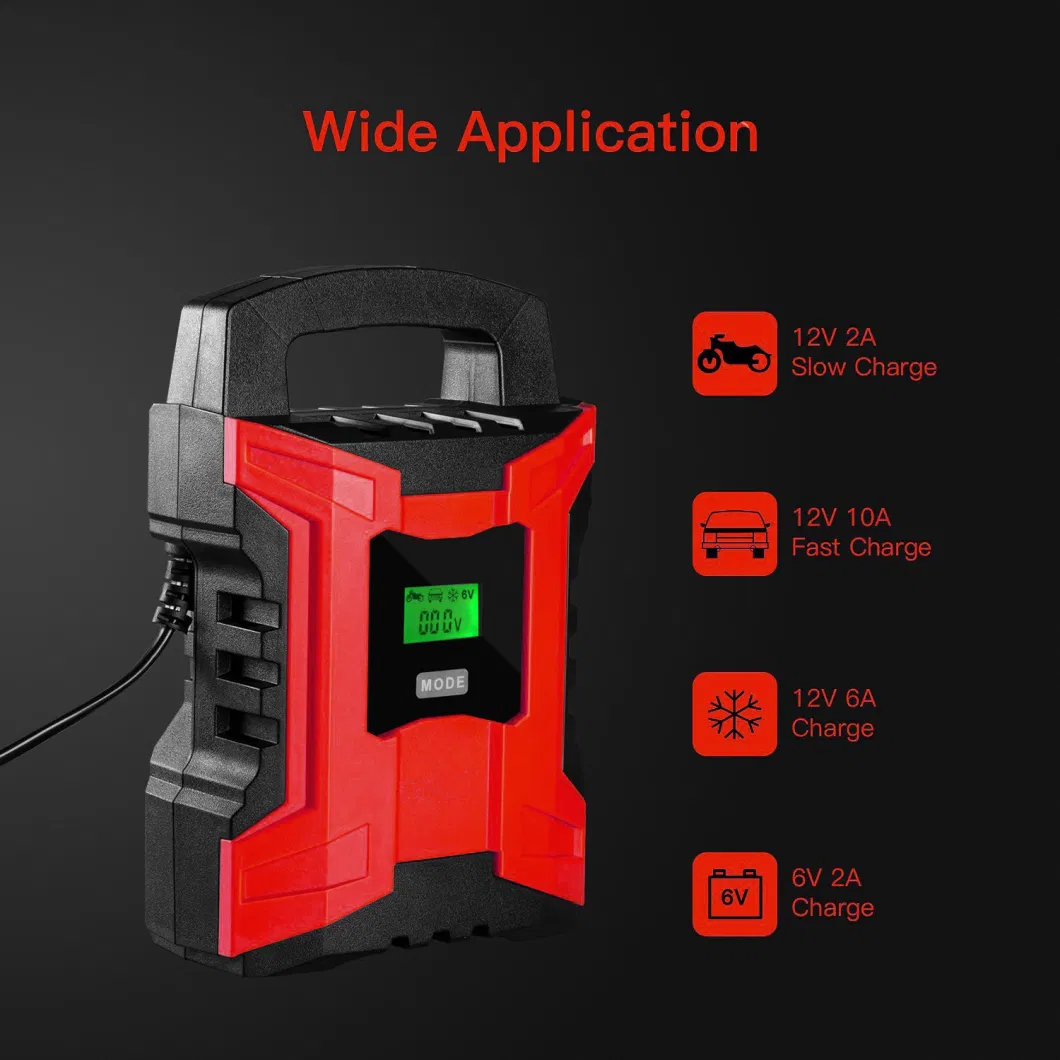 Battery Charger 6V/12V 2A/10A 7-Stage Smart Charger with Waterproof
