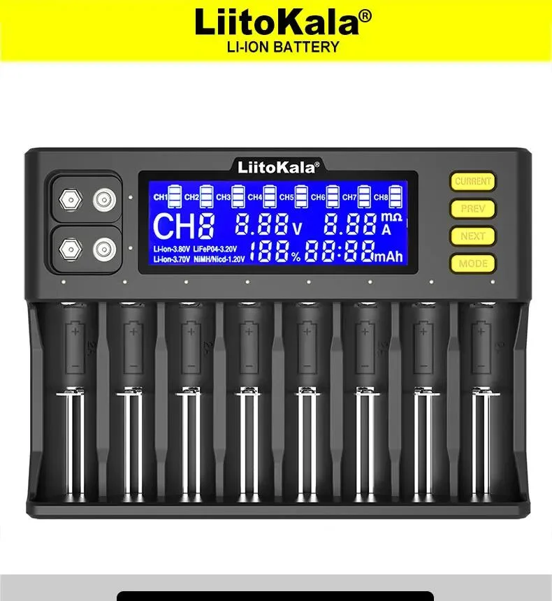 Liitokala Lii-S8 8-Slot Fast Charging for Rechargeable Li-ion Feso4 Battery NiMH Battery 18650 21700 Battery Charger