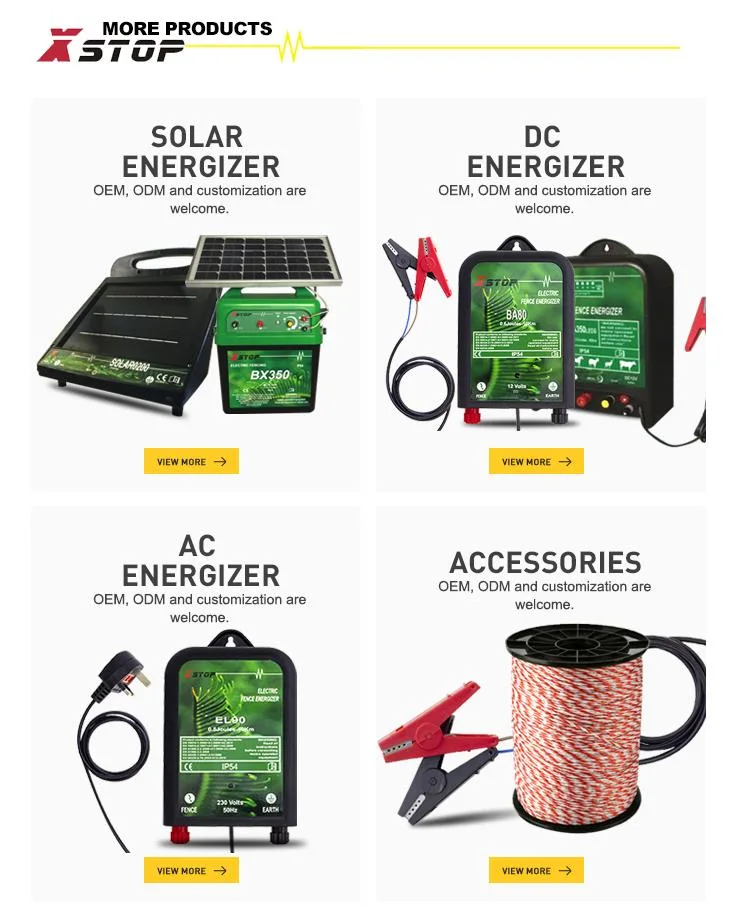 Battery Security Electric Fence Energizer Output 4.0 Joule Solar Fencing Charger for Agriculture