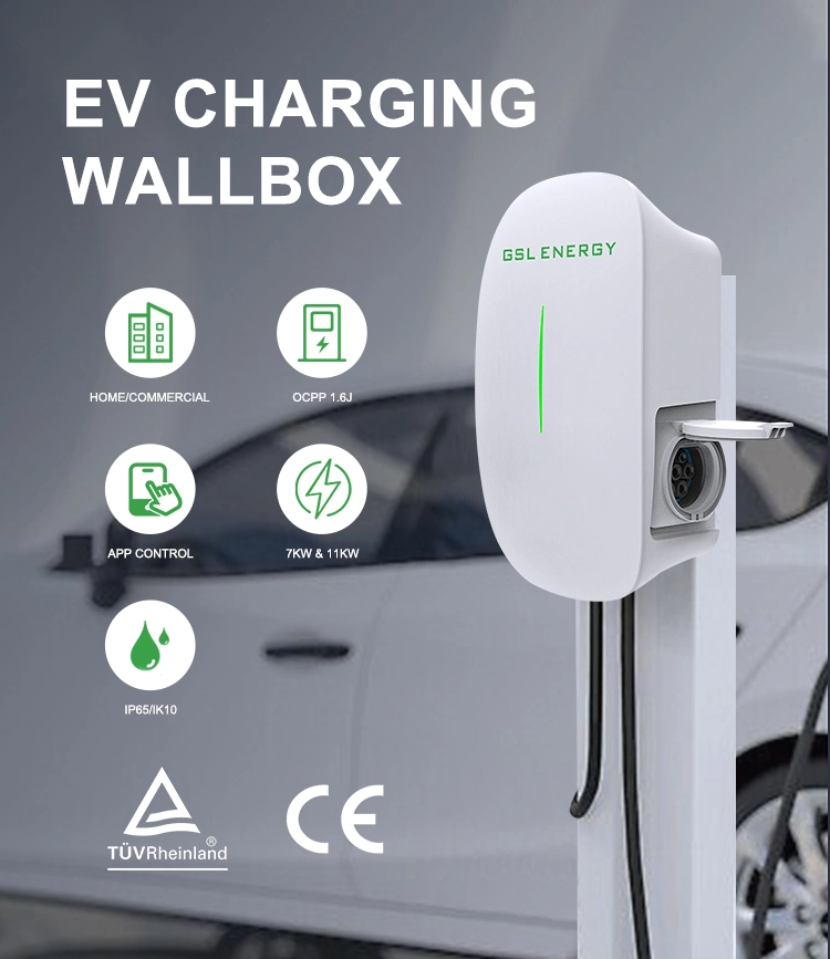 Gsl Energy IP65 Waterproof Wallbox 3 Phase 1 Phase 7.4kw 22kw Electric Car Battery Charger with Smart APP