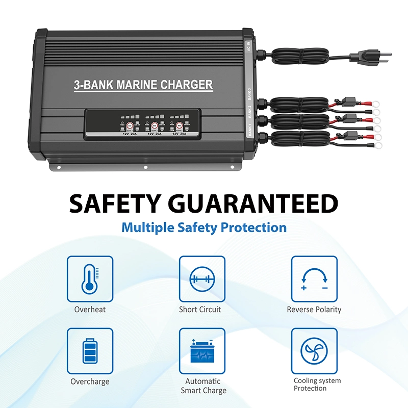 High-Performance Waterproof Marine Battery Charger for AGM, Wet, and Lithium (LiFePO4) Deep-Cycle Batteries