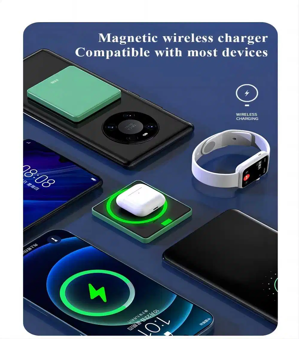 Magnetic Wireless Power Bank 15W 5000mAh Fast USB C Quick Charging External Battery Powerbank Portable Bulk Wireless Chargers