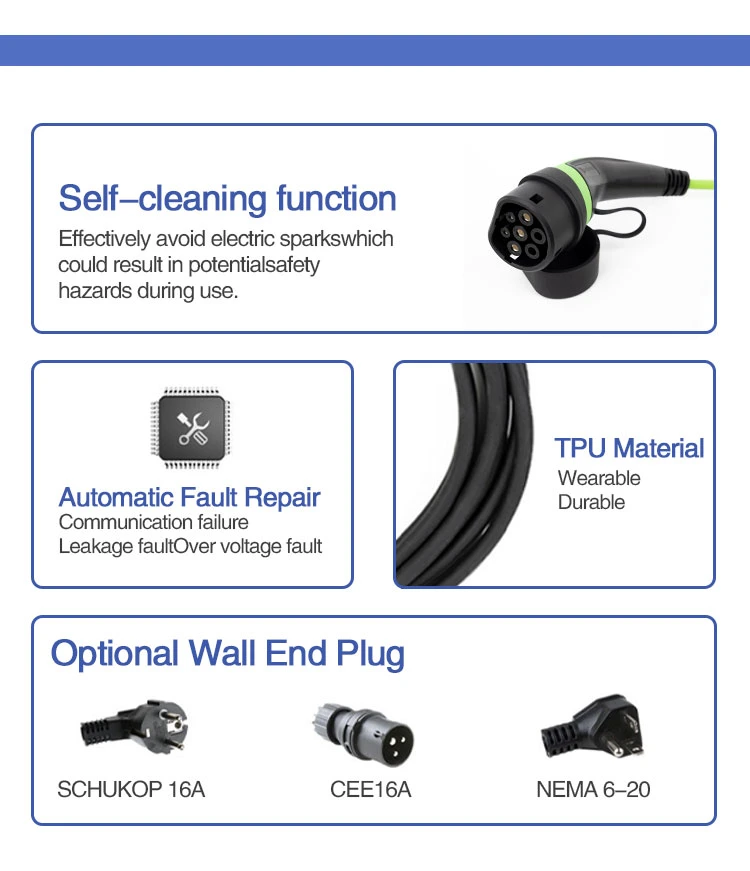 SAE J1772 Charger with NEMA 6-20 Plug Level 2 EV Charger From 16 AMP Portable Electric Vehicle Charger 5m Cable