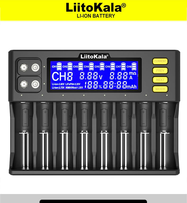 Wholesale Liitokala Lii-S8 8 Slots Battery Charger Li-ion 3.7V NiMH 1.2V Li-Fepo4 3.2V for 18650 26650 21700 26700 AA AAA