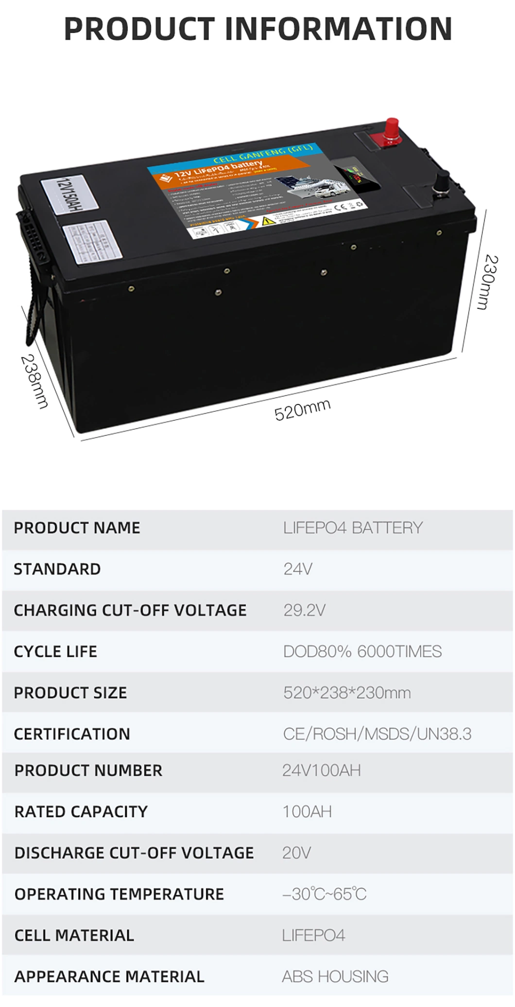 Lithium Ion Lead Acid Replacement Batteries 24volt 200 Ah 24V 100ah 12 V 400 Ah LiFePO4 Battery