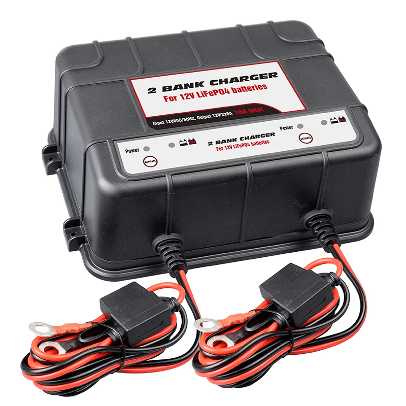 12V 4-Bank 40-AMP (10-AMP Per Bank) Fully-Automatic Smart Marine Charger on-Board Marine Lithium LiFePO4 Battery Charger