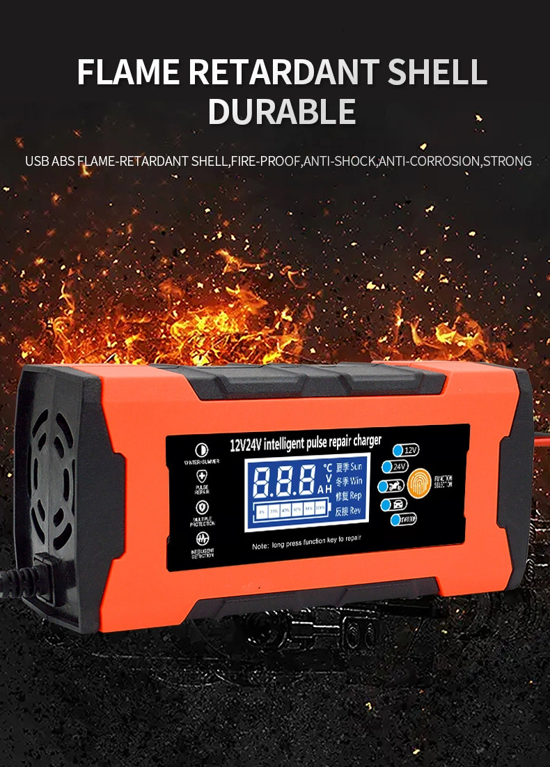 Universal 12V 24V Battery Charger 12V 10A 24V 5A Professional Fast Automatic Pulse Repair Truck Car Motorcycle Batteries Charger
