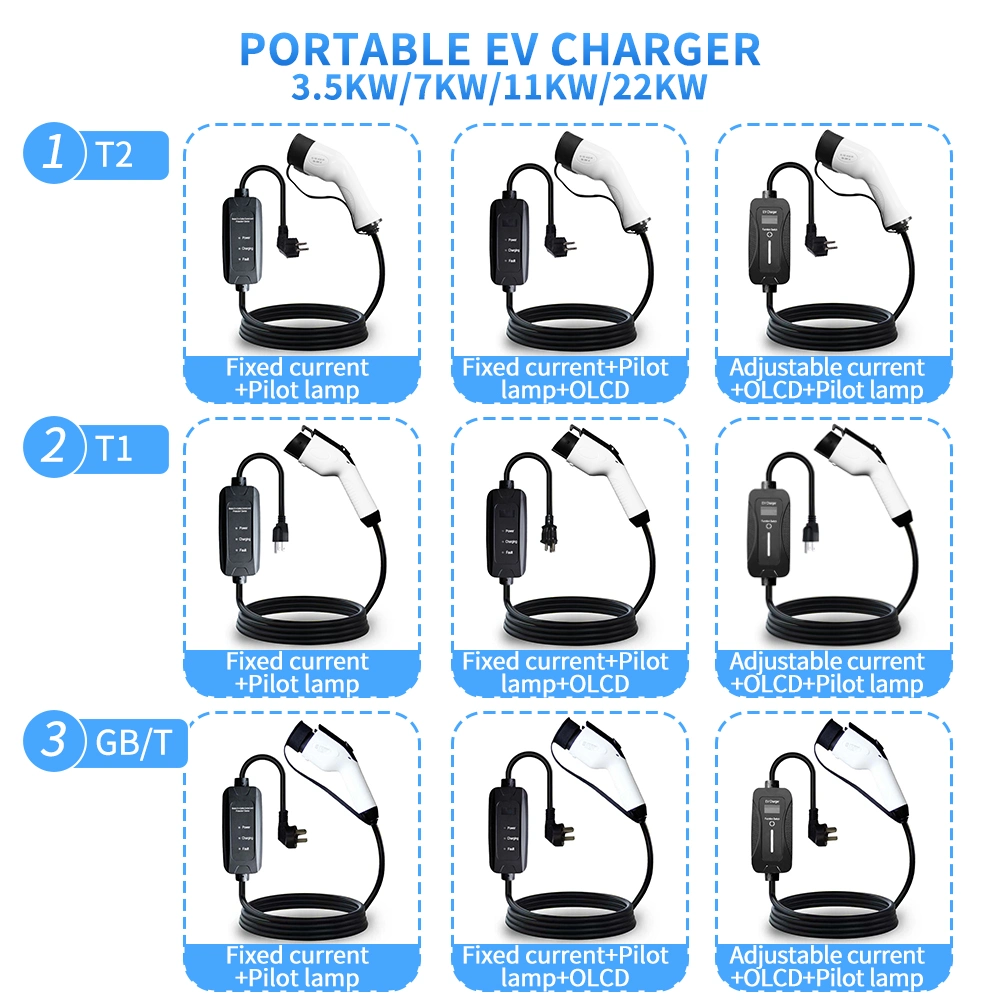 IEC62196 Type 2 EV Portable Car Charger 16A Electric Vehicle Charger