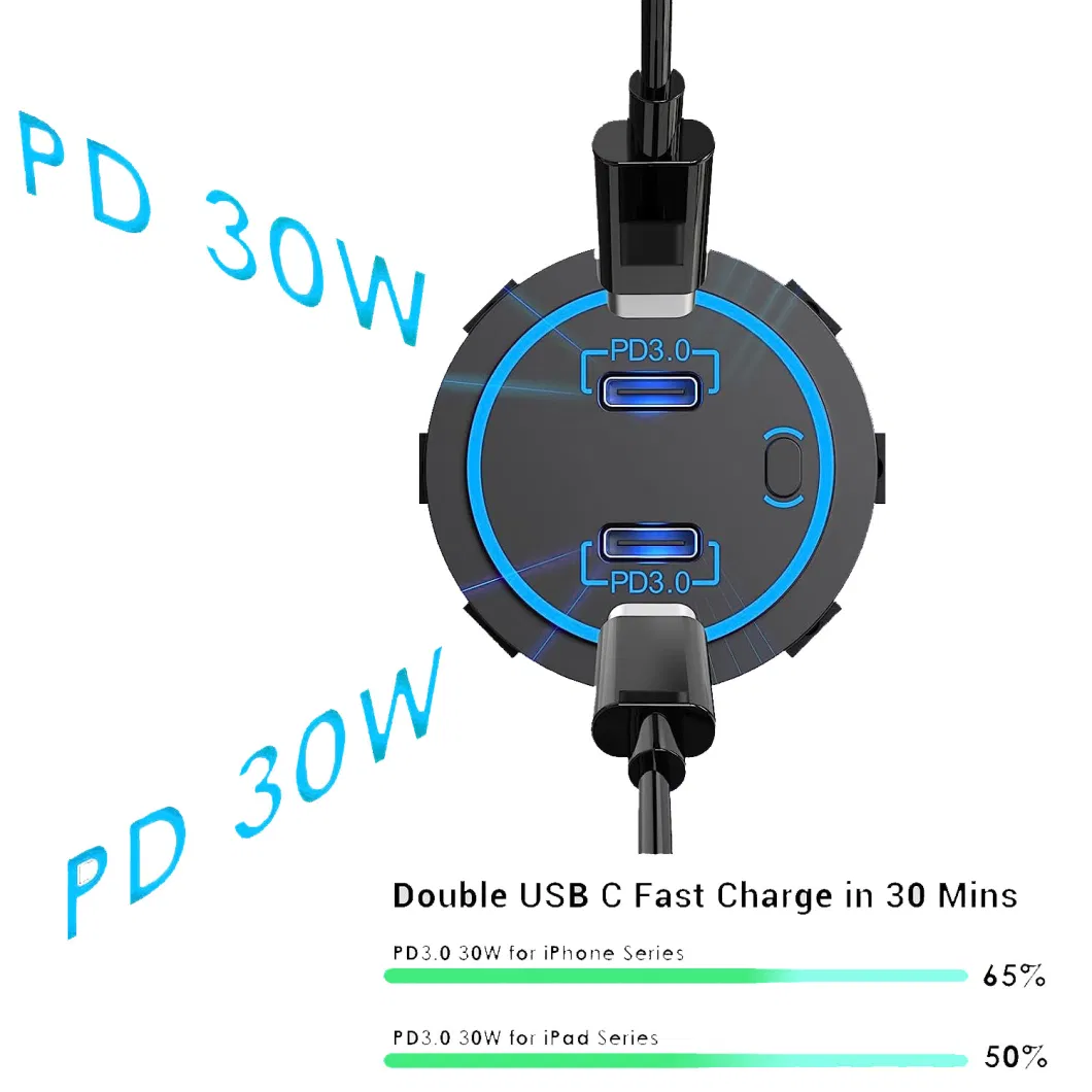 Dual USB Car Charger Socket Outlet Qualcomm Pd Charger for Car Motorcycle