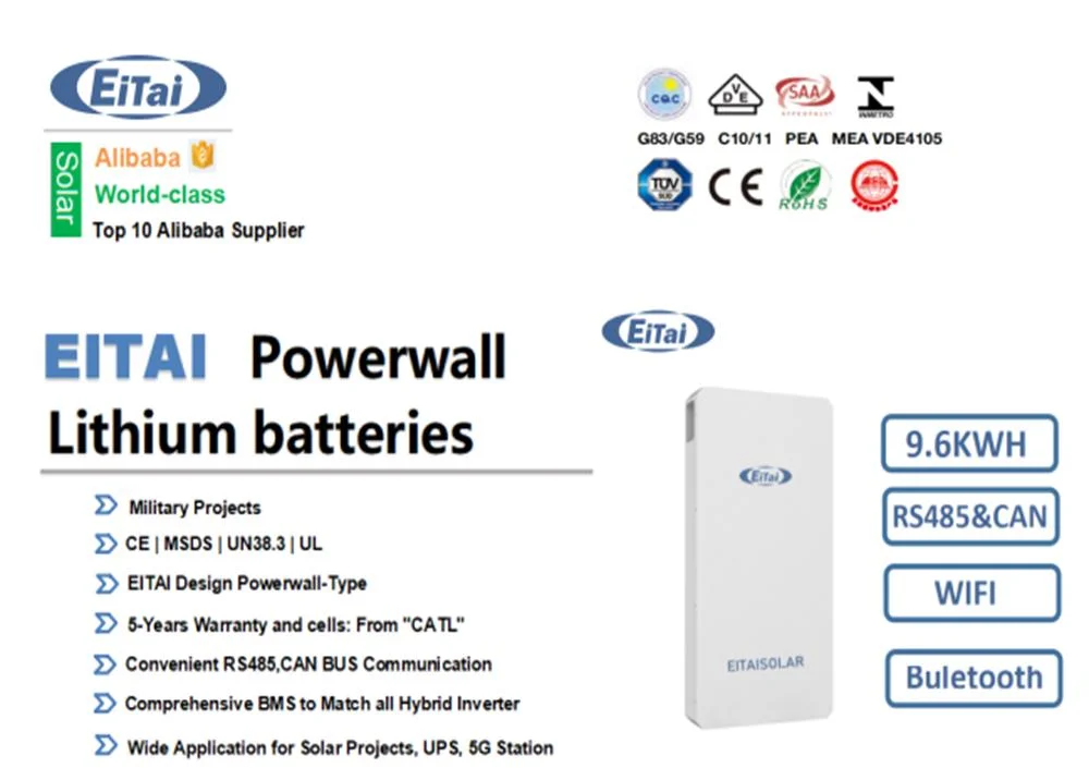 Eitai Power Wall Mounted 48 Volt 10.2kwh 10years Life Solar Battery Lithium Ion Battery LiFePO4