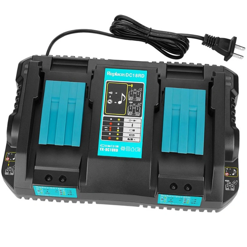 Replacement Power Tool Lithium Ion Battery Charger for Makitas 14.4V-18V Double 4A/7A Rechargeable Dual Charger DC18rd