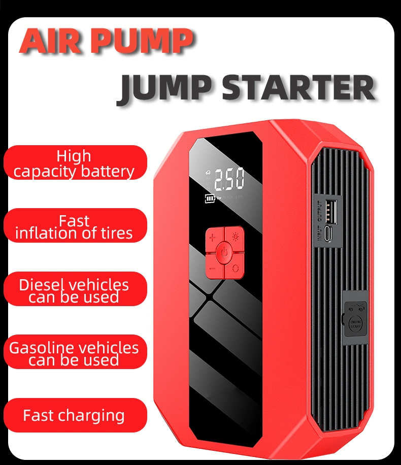 Sharmeal 150psi Digital Tire Inflator with 12V Car Lithium Battery Jump Starter Pack Power Charger