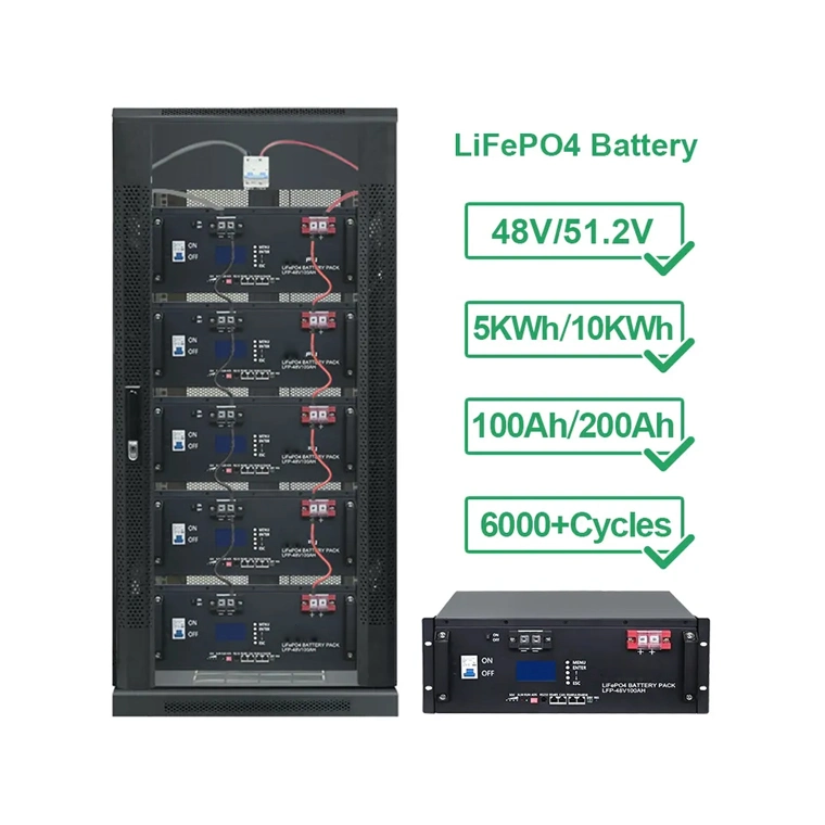 Rack Mounted Battery 48V 100ah 200ah Lithium Ion 5kwh 10kwh LiFePO4 Solar Battery Cabinet 48 Volt Server Rack LiFePO4 Battery