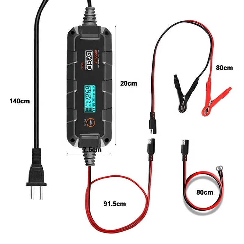 Pulse Repair Lead Acid Intelligent Vehicle Motorcycle 12 Volt Auto LiFePO4 12V 6A Lithium Ion Car Battery Charger