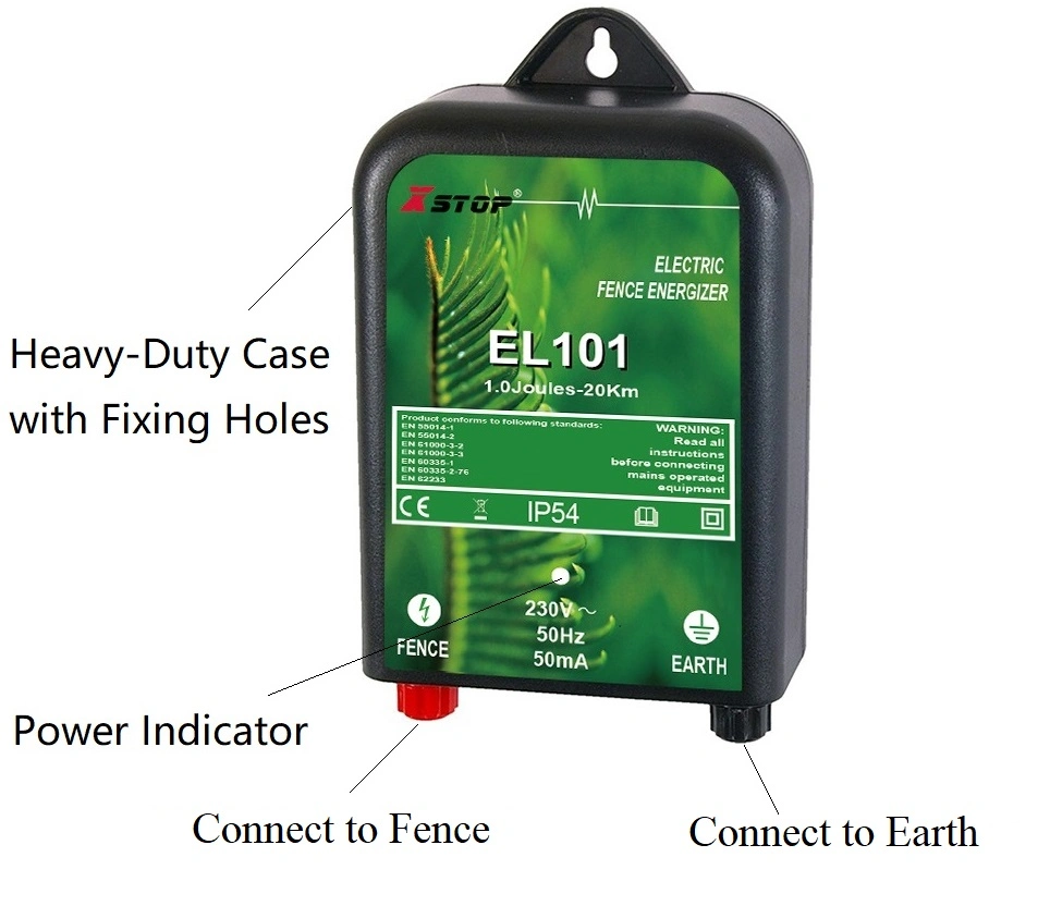 Poulty Equipment Electric Fence Charger Powered by 230V 1.0j with Plug AC Energizer CE Rosh