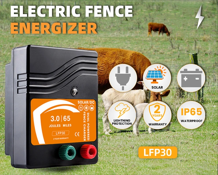 AC/DC Dual Powered Electric Fence Charger 65 Mile