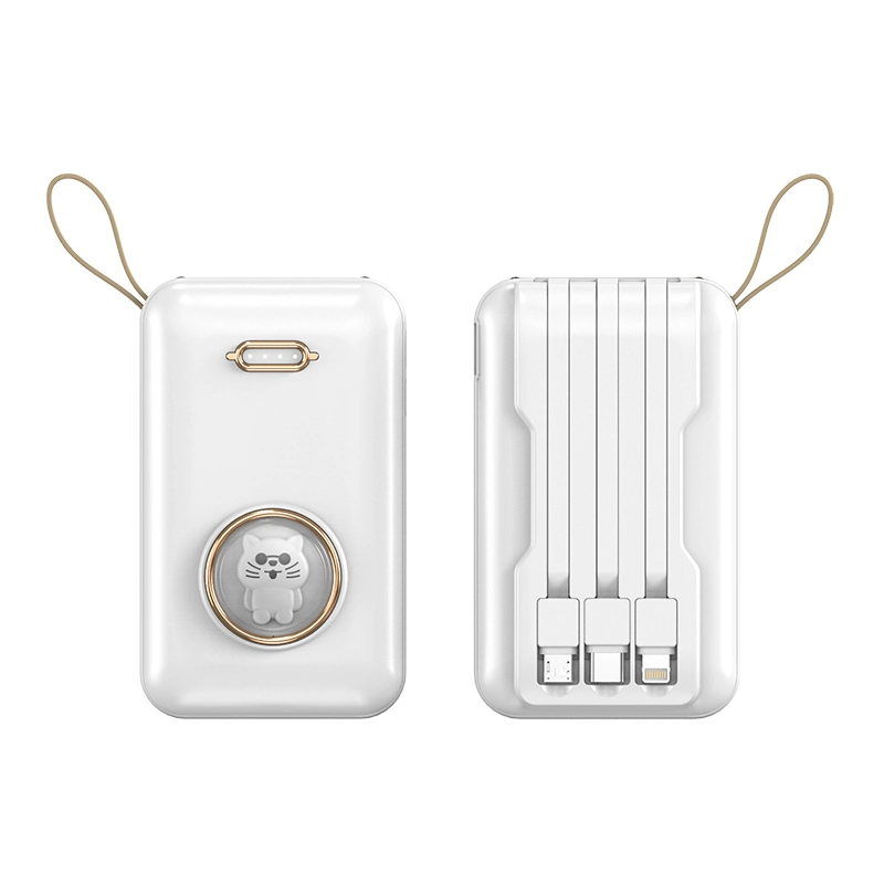 Power Bank 10000mAh Mobile Charger Built in Cables Portable External Battery Quick Charge Poverbank