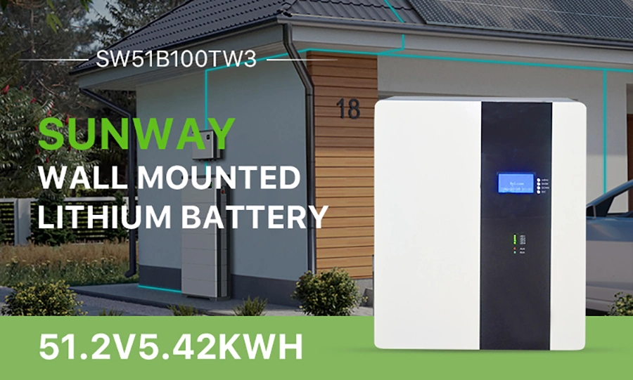 Sunway 51.2V 5kwh 5.24kwh 10kwh Wall Mounted Battery 18650 Auto LiFePO4 Energy Storage Rechargeable Battery Charger