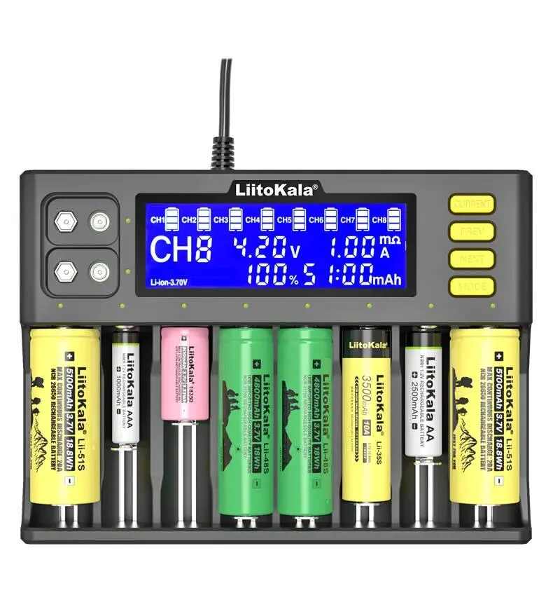 Liitokala Lii-S8 8-Slot Fast Charging for Rechargeable Li-ion Feso4 Battery NiMH Battery 18650 21700 Battery Charger